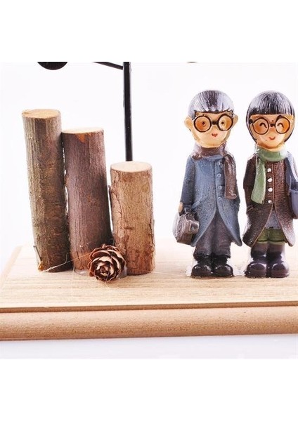 Buffer® Pilli Işıklı Romantik Çift Tema Büyük Boy Dekoratif Ahşap Biblo