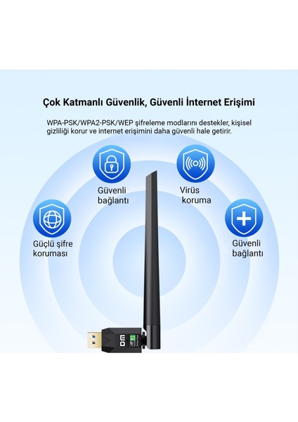 AD087 Bluetooth 5.0 Adaptör 600MBPS Dual Band Wifi Alıcı-Verici Access Point Kablosuz Ağ Adaptörü