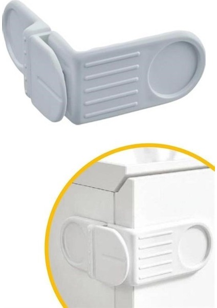 Buffer® Bebek Çocuk Güvenlik Çekmece ve Dolap Için Kendiliğinde Yapışkanlı Vidasız Köşe Kapak Kilidi