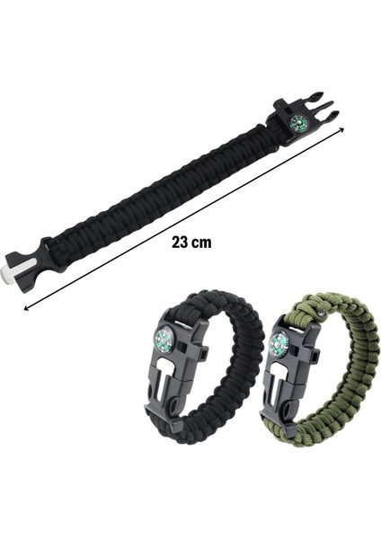 Buffer® 5'İ 1 Arada Çok Fonksiyonlu Hayatta Kalma Bilekliği Pusula, Düdük, Çakmak Taşı Ve Şemsiye Ipi Bileklik