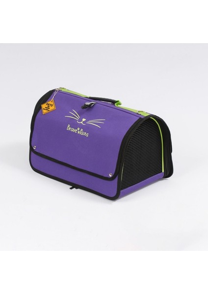 Perdeli Flybag Plastik Yırtılmaz Fileli Kedi ve Köpek Taşıma Çantası Havayolu Çantası Mor