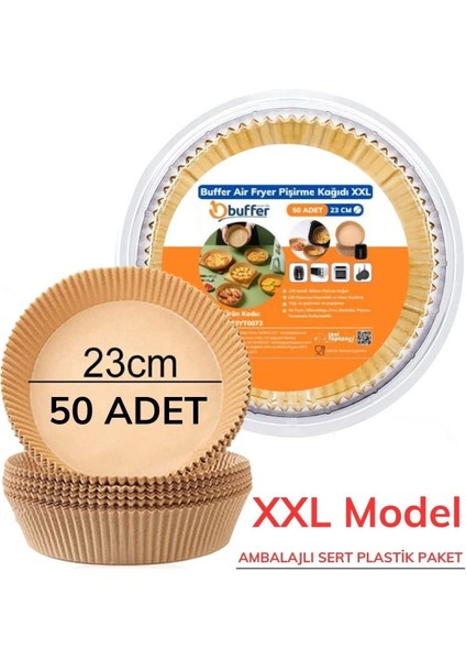 Buffer® 50 Adet Air Fryer Pişirme Kağıdı Tek Kullanımlık 23 cm Yuvarlak Pişirme Kağıdı Xxl Pvc Li
