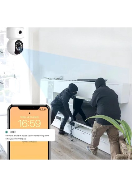 Buffer® Çift Kameralı Wifi Bağlantılı Gece Görüşlü Ev Tipi Güvenlik Kamerası