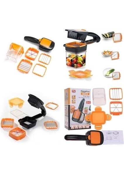Buffer® Quick 5 In 1 Büyük Hazneli Pratik Hızlı Meyve Sebze Doğrayıcı Rende