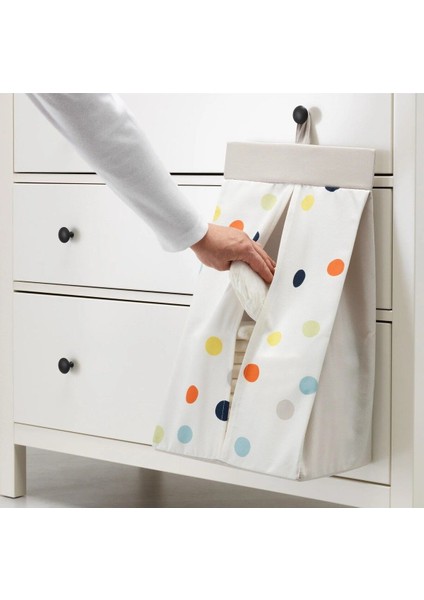 Asılabilir Bebek Bezi Torbası 30X52X22 cm Ikea Bez Toplama Cebi Düzenleyici Polyester Torba Beyaz