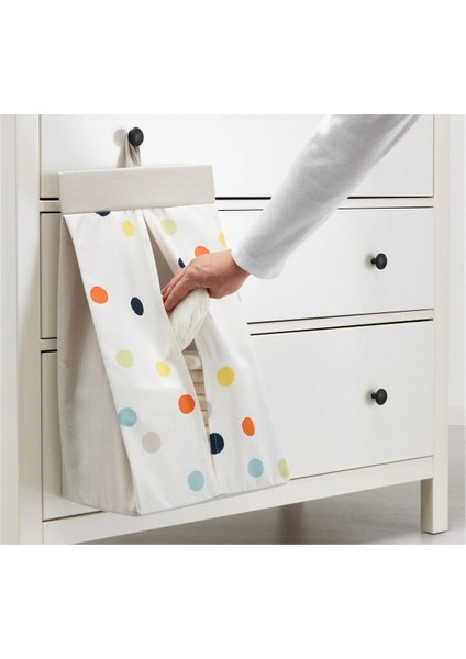 Asılabilir Bebek Bezi Torbası 30X52X22 cm Ikea Bez Toplama Cebi Düzenleyici Polyester Torba Beyaz