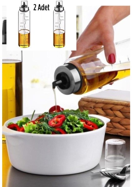 2'li Gri Borosilikat Cam Yağdanlık Seti, 600 ml, şık ve dayanıklı tasarım