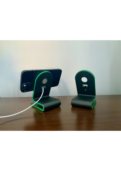 GÖKTÜRK3D Telefon Standı Magsafe Watch Normal Çeşitleri Siyah Yeşil Plastik