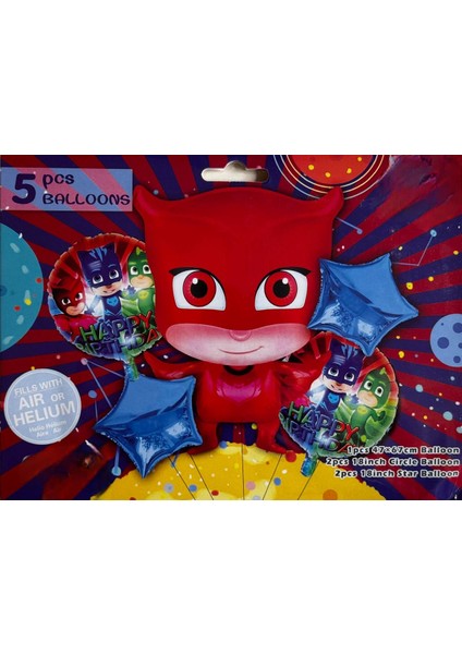 Pj Maskeliler Baykuş Kız 5li Folyo Balon Seti
