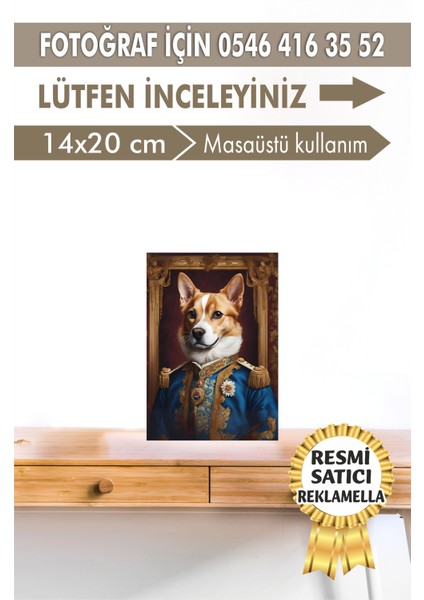 No:17 Kişiye Özel Tasarım Evcil Hayvan Tablosu Patili Hediyelik Kraliyet Kıyafetli Portresi