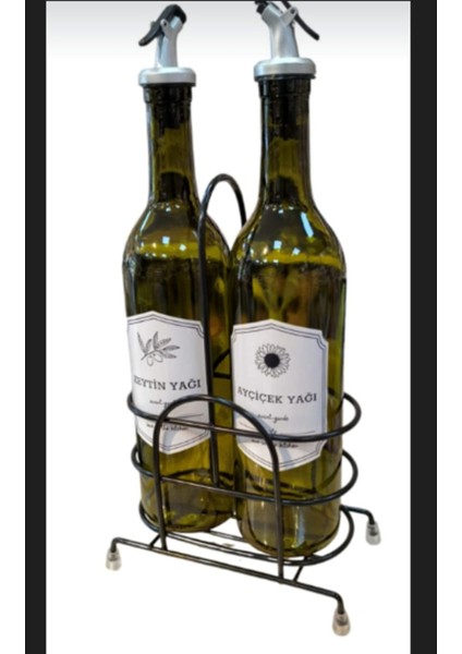 Şık Siyah Metal Yağ ve Baharatlık Seti, Modern Tasarım, Dayanıklı ve Hacimli, 2 L modelleri