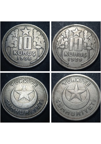 399636802281D934DE 1938/1939 10 Kuruş Ççt/ççt+ Eski Madeni Para