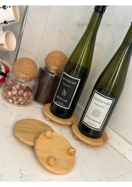 Bambu Misket Ayaklı Yuvarlak Mini Yağdanlık Altlığı