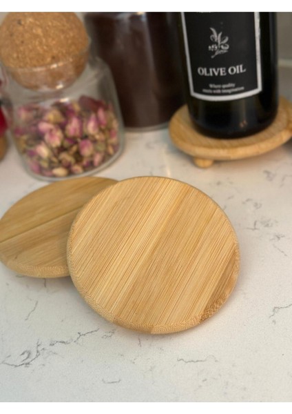 Bambu Misket Ayaklı Yuvarlak Mini Yağdanlık Altlığı