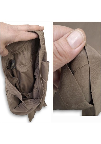 Saf Ipek M / 38 Apostrophe Rahat Beli Lastikli Bol Kesim Dar Paça Vizon / Kahverengi Pantolon