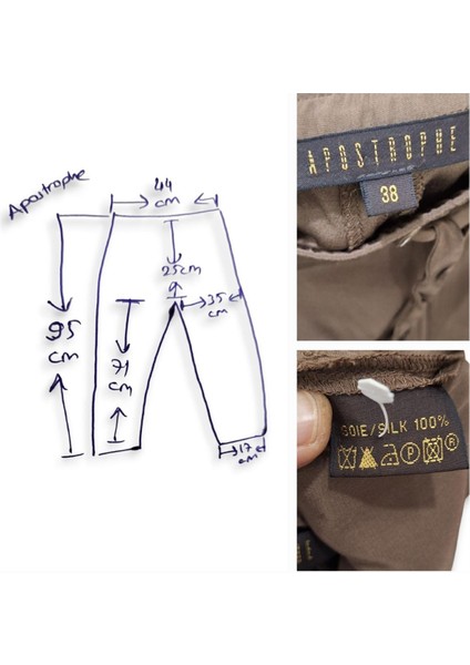 Saf Ipek M / 38 Apostrophe Rahat Beli Lastikli Bol Kesim Dar Paça Vizon / Kahverengi Pantolon