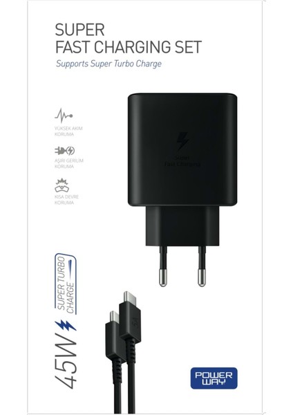45W Super Fast Turbo Type-C To Type-C Şarj Cihazı Kablo ve Başlık