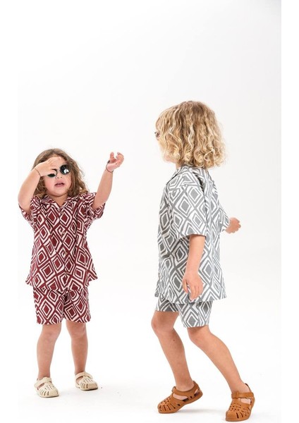 Laciel Paris Keten Gömlekli Desenli Erkek Çocuk Şortlu Takım indirimleri