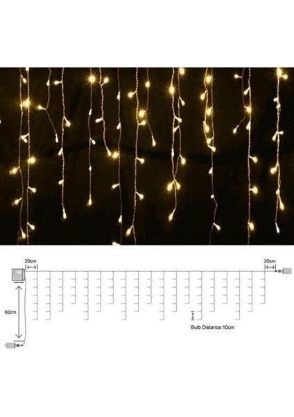 Buffer® 8 Fonksiyonlu 16 Saçaklı Perde LED 3 x 1 (Günışığı)