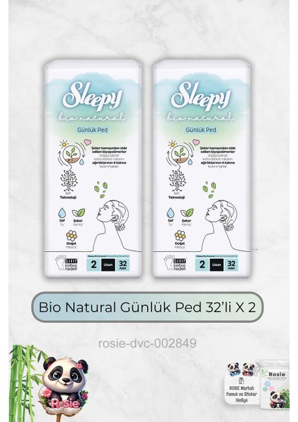 32'li Günlük Uzun Ped Bio Natural x 2 ve Rosie Hediye