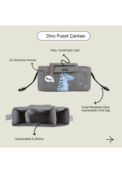 Dino Puset Çantası Gri