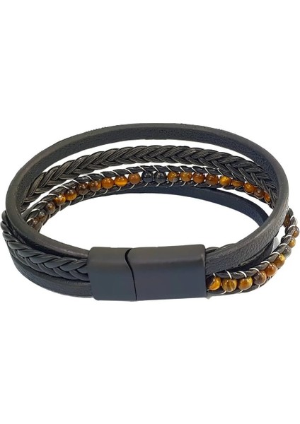 Akik Doğaltaş Deri Kombin Bileklik 20 cm | Paslanmaz Çelik | Hediye Paketi Yapılır modelleri