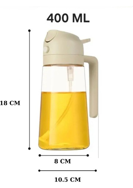 Bej 400ml cam sprey yağdanlık, sağlıklı ve pratik kullanım kolaylığı sağlar