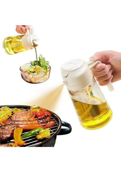 Bej 400ml cam sprey yağdanlık, sağlıklı ve pratik kullanım kolaylığı sağlar