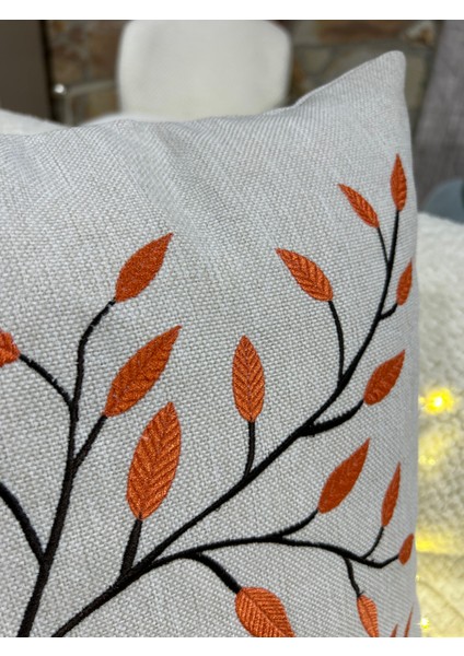 1 Adet Nakışlı Kırlent Kılıfı 43 x 43 cm Kare Yastık Kılıfı Sarı Turuncu Yeşil Kahverengi Fermuarlı modelleri