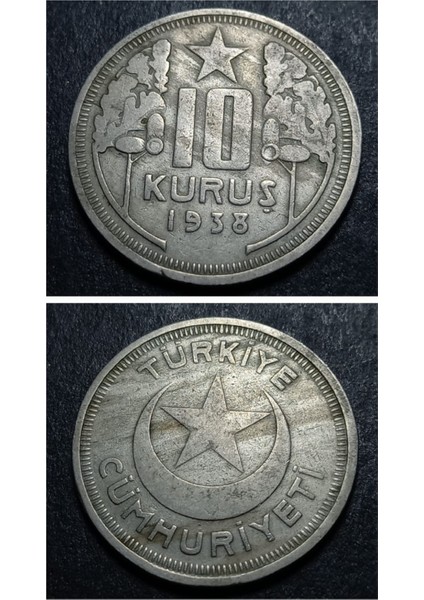 39963680DFF6DECD49 1938 10KURUŞ Ççt+ Eski Madeni Para