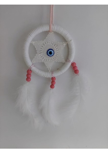 Dream Catcher Düş Kapanı Nazarlık Nazar Boncuk Asmalık 8 cm Çap El Yapım Dantel Duvar Süs 1 Adet