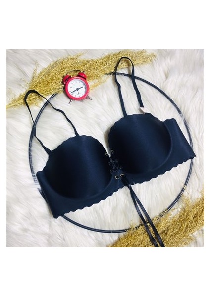 1203 Bayan Lazer Kesim Dolgulu Sütyen Siyah