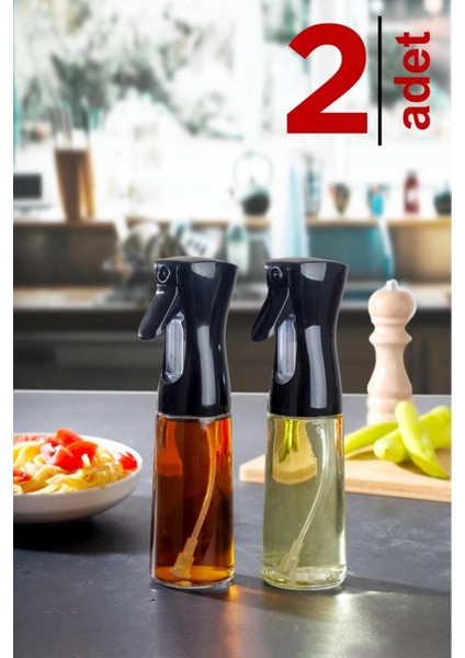 2'li Cam Yağlık ve Sirkelik, Siyah, 225 ml, şık ve kullanışlı set