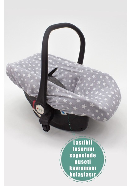 Ortopedik Bel Destekli Puset Minder ve Çarşaf 2'li Set, Stars Desen Çift Taraflı Gri indirimleri