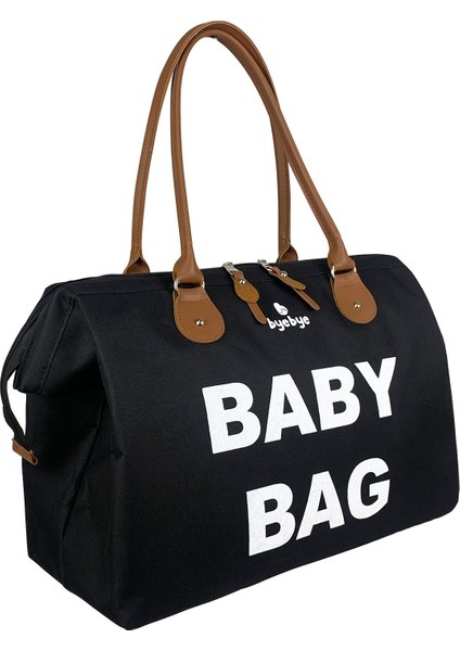 Baby Bag Baskılı Tek Anne Bebek Bakım Omuz Çantası -Siyah