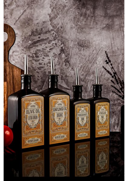 4’lü set: zeytinyağı, ayçiçek yağı, nar ekşisi ve sirke sişesi, 250-499 ml, sarı renk modelleri