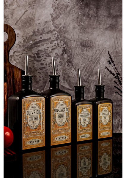 4’lü set: zeytinyağı, ayçiçek yağı, nar ekşisi ve sirke sişesi, 250-499 ml, sarı renk indirimleri
