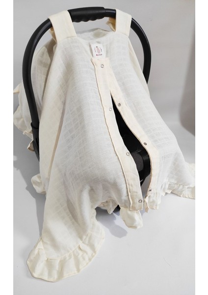 Krem Müslin Fırfırella Puset Örtüsü