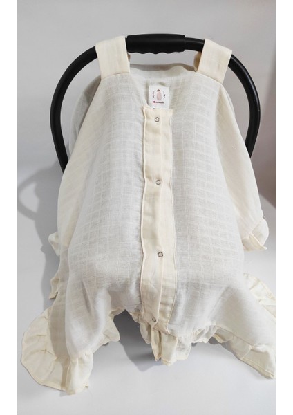 Krem Müslin Fırfırella Puset Örtüsü modelleri