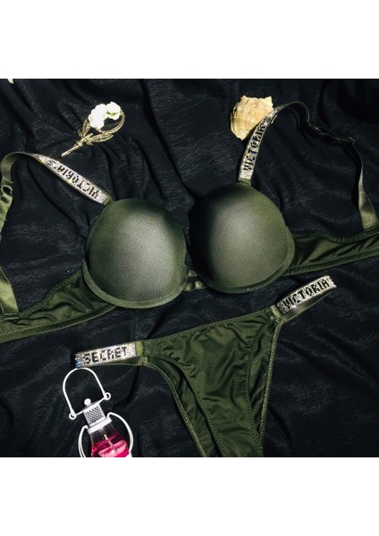 Victoria Secret Dolgulu Sütyen Takım Yeşil