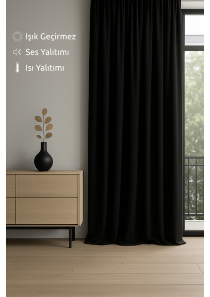 Lüks Siyah Elegance Işık Geçirmez Karartma Perde