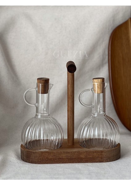 Kahverengi 2'li Yağdanlık Seti, şık ve kullanışlı mutfak aksesuarı, 300 ml, 3 parça