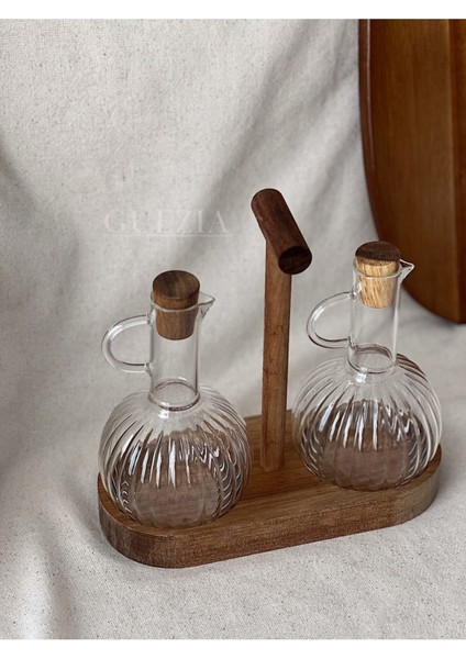 Kahverengi 2'li Yağdanlık Seti, şık ve kullanışlı mutfak aksesuarı, 300 ml, 3 parça