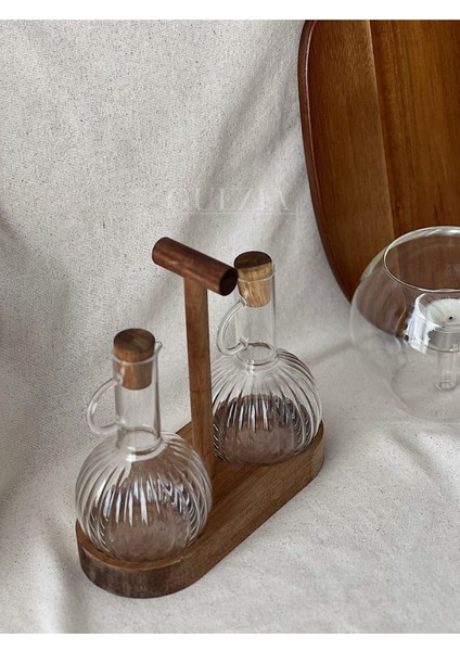 Kahverengi 2'li Yağdanlık Seti, şık ve kullanışlı mutfak aksesuarı, 300 ml, 3 parça