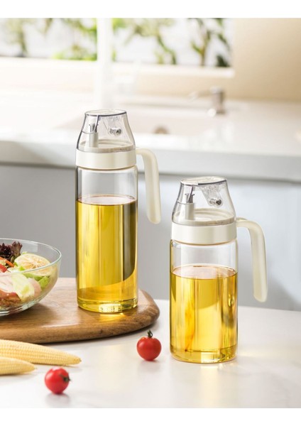 Şık ve kullanışlı kulplu yağdanlık 550 ml, bej renkli mutfak gereci