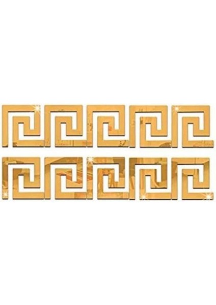 Kendinden Yapışkanlı Labirent Bordür Dekoratif Pleksi Ayna Gold 7 x 7 cm 10 Adet