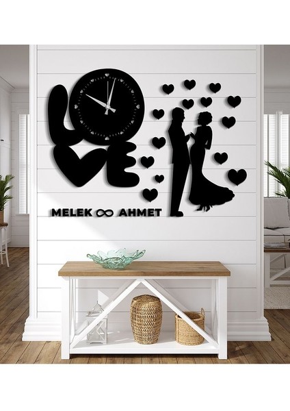 Karı Koca Eş Sevgili Konsepti Kişi Özel Saatli Duvar Dekorasyonu 100 x 70 cm - Salon Oturma Yatak Odası
