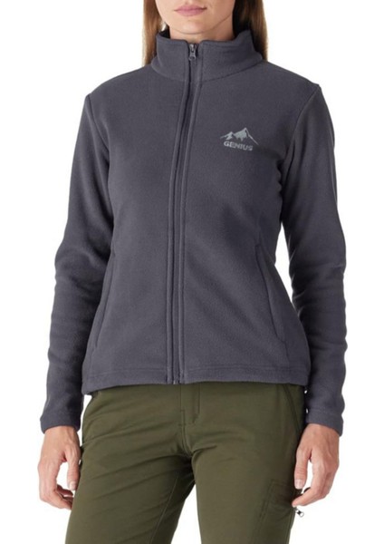 Kadın Renkli Tam Fermuarlı Kalın Outdoor Polar Ceket Renkli-Tam