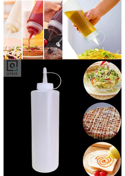 Lüx Chef Şişesi Kapaklı Salata Sosu 4 Adet 700 ml Zeytinyağı Ketçap Mayonez Sıkma Sosluk