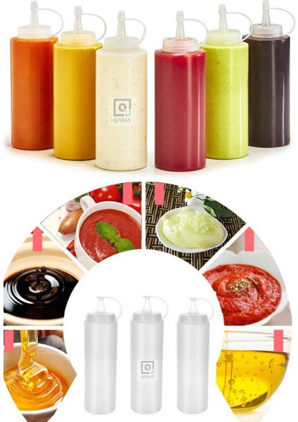 Lüx Chef Şişesi Kapaklı Salata Sosu 4 Adet 700 ml Zeytinyağı Ketçap Mayonez Sıkma Sosluk